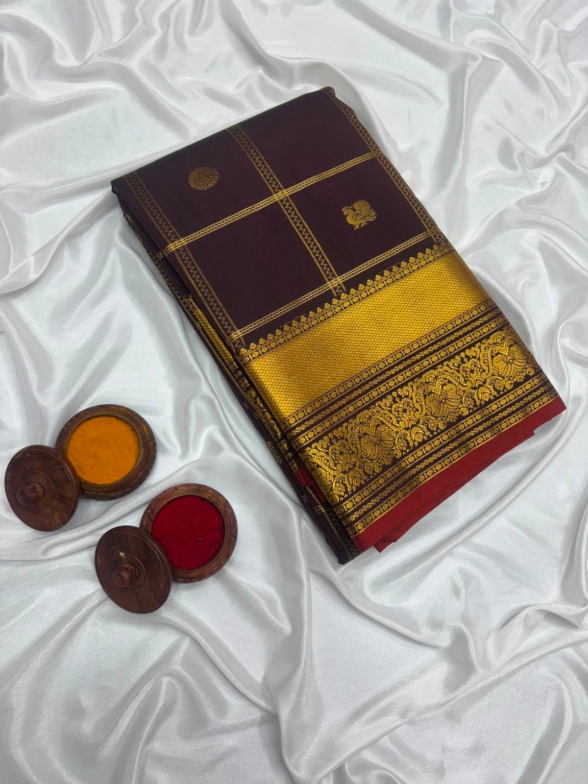 Tamil Nadu model draped in an Aara Sarees silk saree